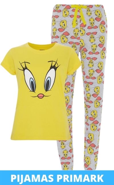 Pijama de piolin largos para mujer amarillo primark